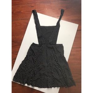 Reformation black polka dot overall dress